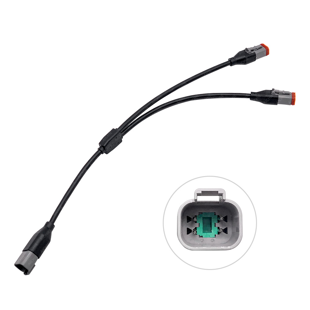 定制德驰DT系列一分二防水插头线束 汽车越野车车灯插座延长线