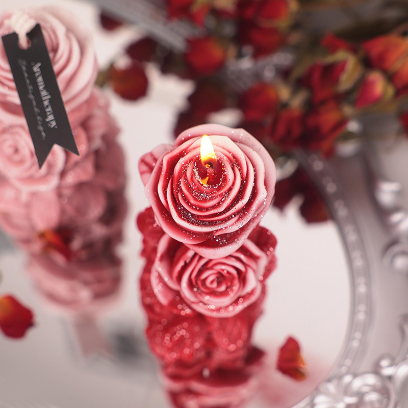 Dream Rose Cera a baja temperatura Patrón flotante Vela de columna tallada Vela de aromaterapia de bricolaje Accesorios fotográficos hechos a mano Regalo de viento ins