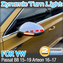 适用于大众帕萨特B8 15-19 Arteon  LED黄光熏黑后视镜流光水灯