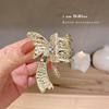 Crab pin from pearl with bow, hairgrip, hair accessory, hairpins, simple and elegant design