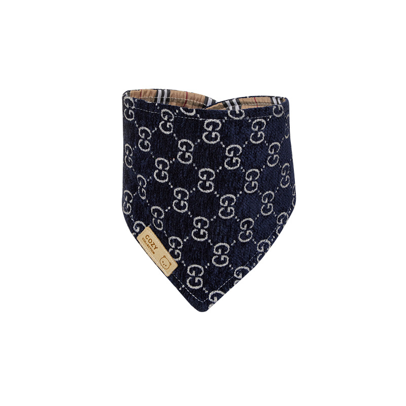 Bufanda de saliva para mascotas Bufanda de doble capa gruesa Bufanda triangular de microblogging cachorro Teddy Corgi Bichon algodón de doble cara otoño e invierno