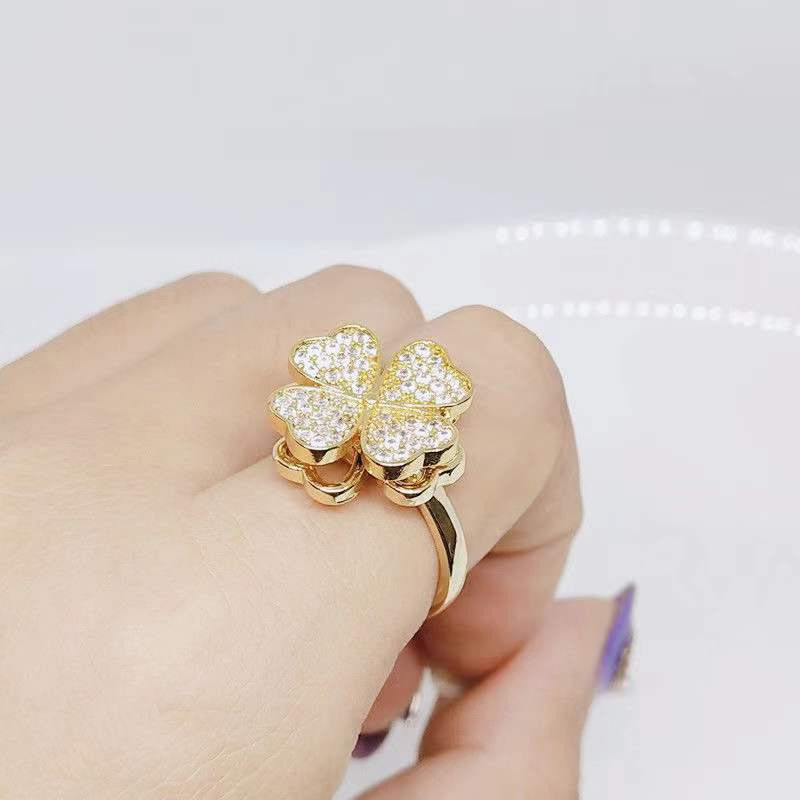 Holiday, Daily Occasion Copper Material Simple Style Commute Flower Copper Zircon Rings In Bulk
