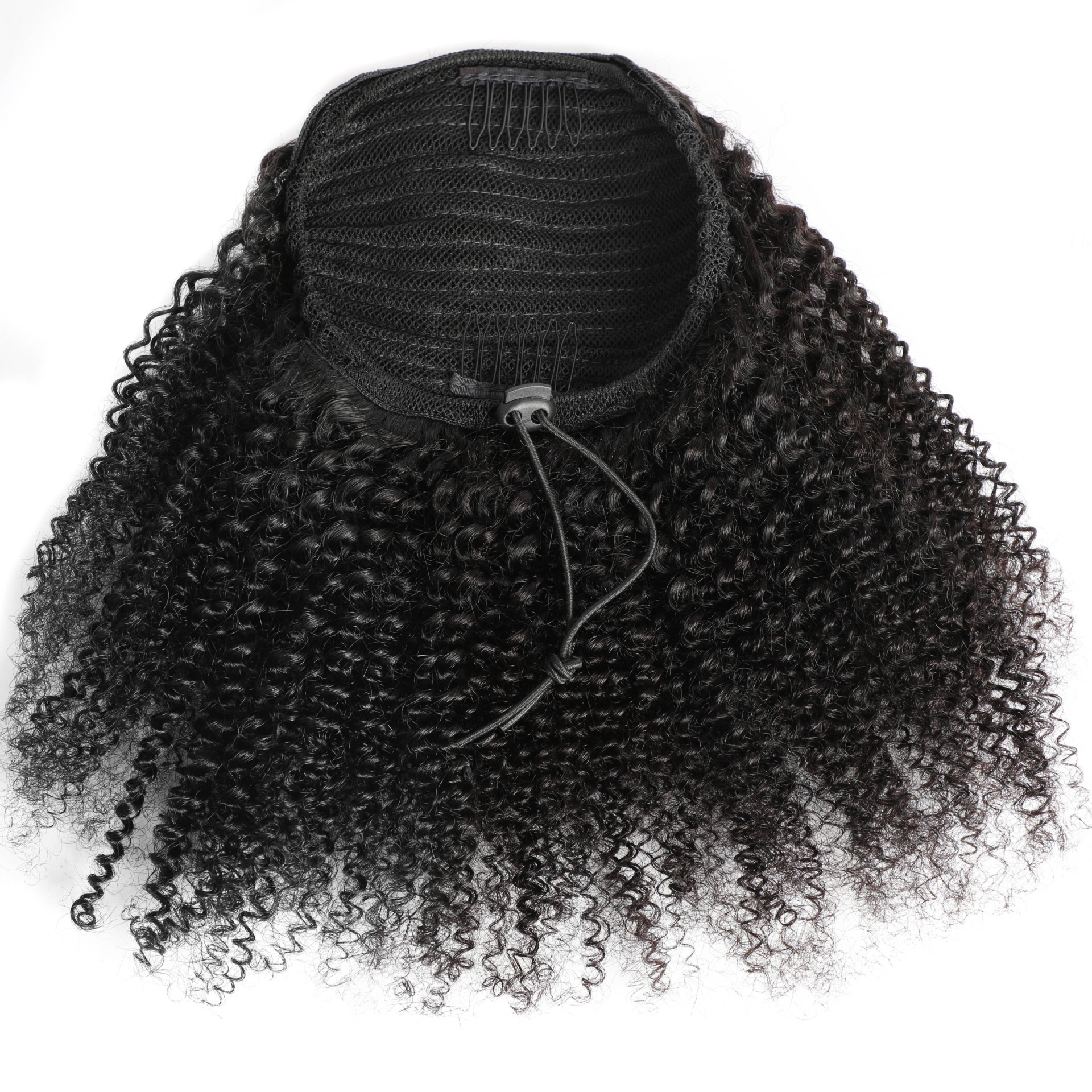 Afro Kinky Curly Human Hair Ponytail Drawstring Hair Extension_voghion.com