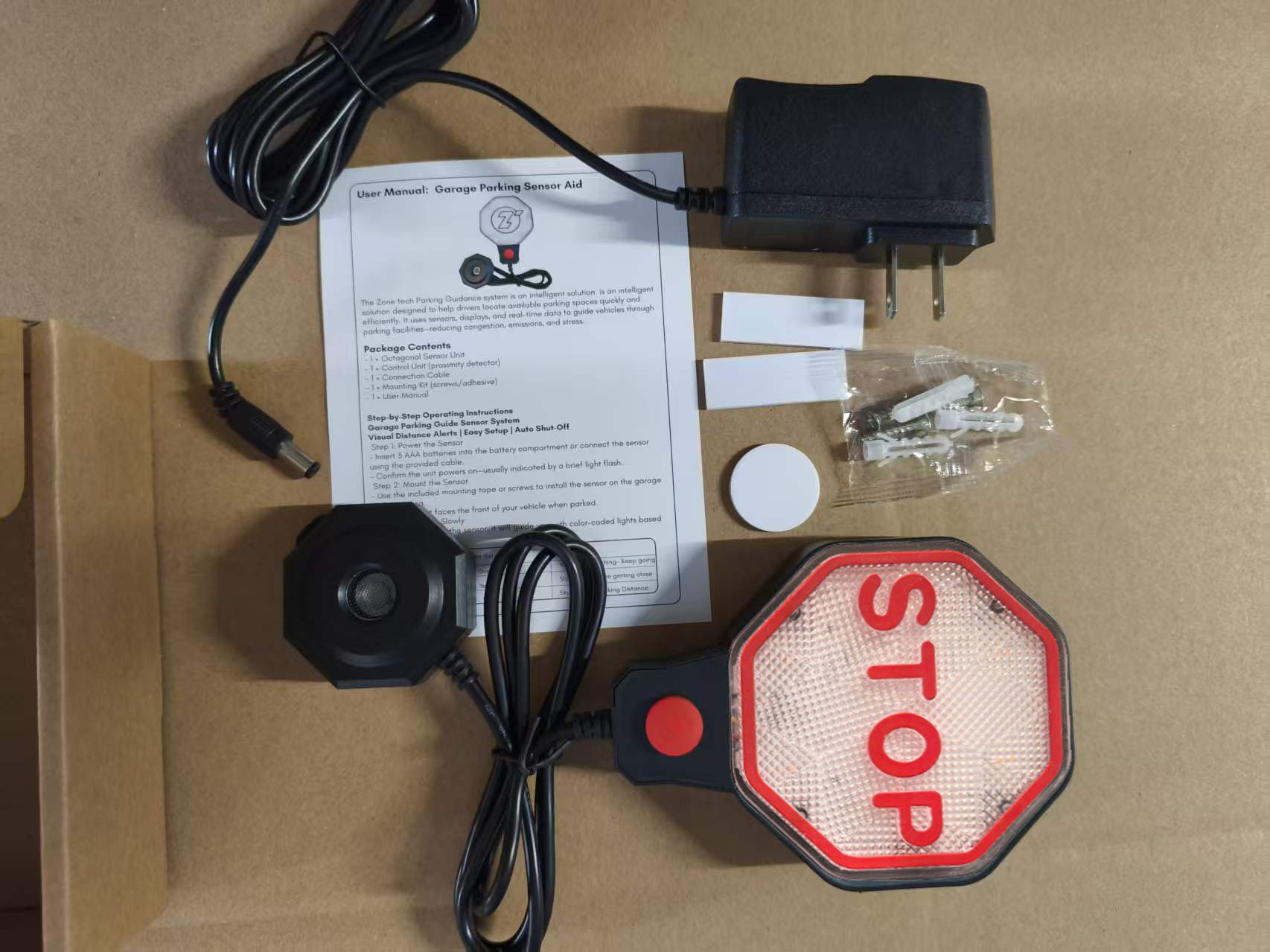 Adjustable Garage Parking Sensor Aid with Led Indicator Dual Power Rotary Connector