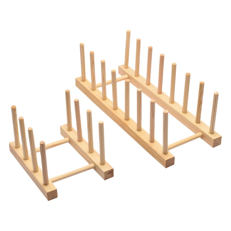 Wooden drain rack kitchen dish rack creative Cup tray rack commercial tea cake display storage rack wholesale custom