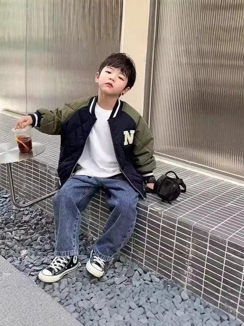 Children's demi-season jacket for boys, baseball quilted uniform for leisure