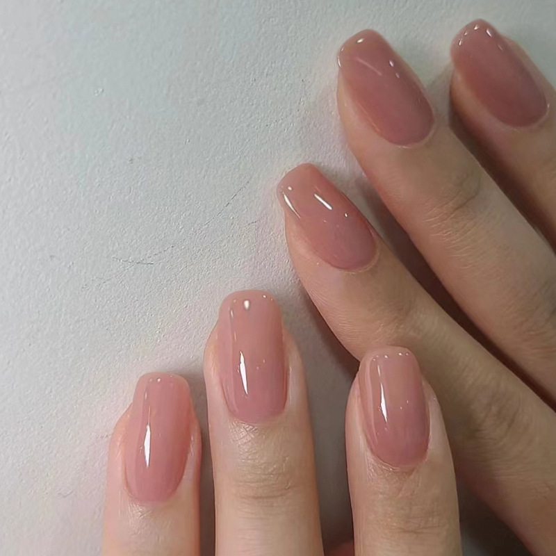 Sweet Girly Glitter Fake Nails European and American Medium-Length Square Fake Nails Finished Wearable Nails 24 Pieces Wholesale
