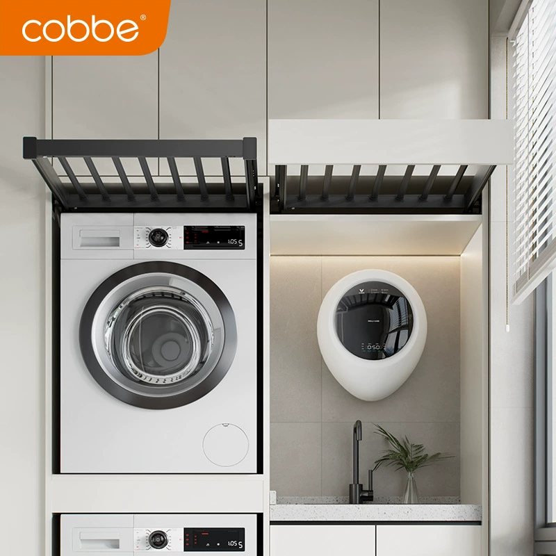 卡贝 Washing machine invisible drying rack balcony dryer hidden pull pants rack telescopic sliding rail