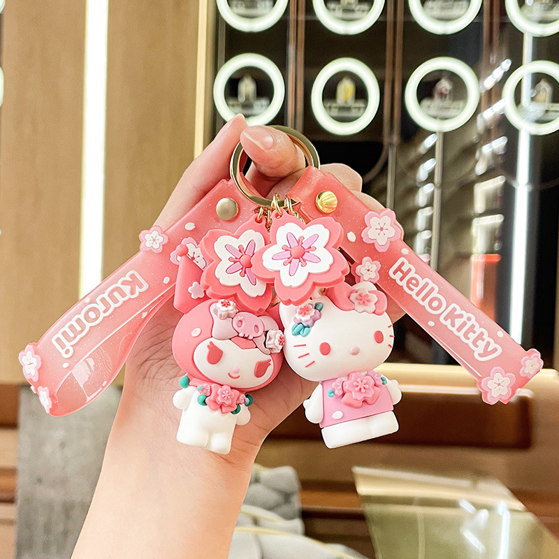Net-famous Sanrio Cherry Blossom Diary Transparent Color Hand with Keychain Men's and Women's Car Pendant Exquisite Bag Hanging Ornaments Wholesale