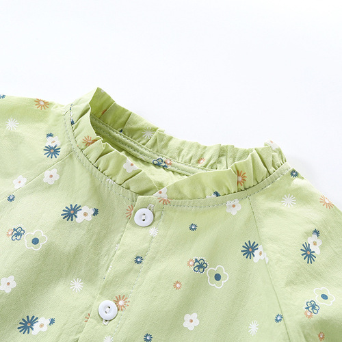 Baby Girl Floral Long-Sleeve Shirt 2024 Spring and Autumn New Casual Children's Blouse Korean Style Autumn Outfit Fashion Top