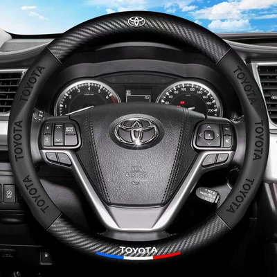Steering wheel cover – logo leather steering wheel cover - toyota-round