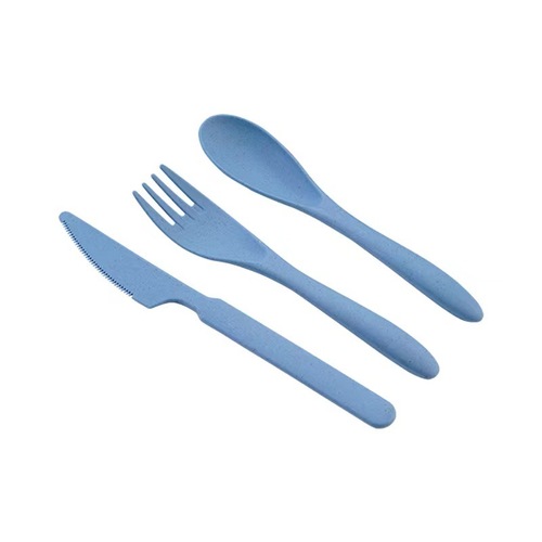 Japanese style wheat straw student portable knife, fork, spoon tableware set, children's three-piece set, Western food spoon spoon wholesale