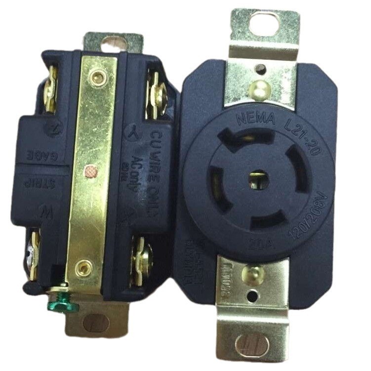 翼德厂家批发NEMA L21-20R五孔美式防脱落航空插座20A 120V 208V