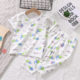 Children's cardigan short-sleeved cropped pants suit infant summer pajamas boys and girls thin cardigan air conditioning clothes