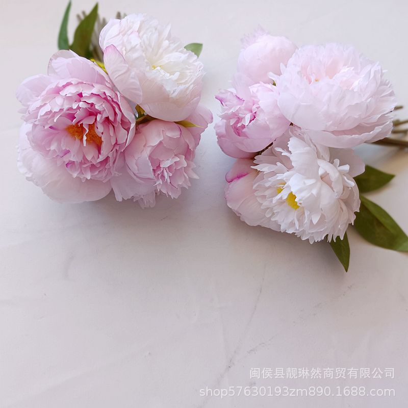 Model Room Soft Decoration Props Simulated Double Peony Artificial Flowers Simple Scandinavian Decorative Simulated Bouquet of Peonies