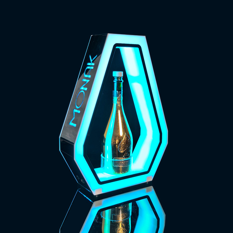Luminoso acrílico negro melocotón un asiento de vino extranjero soporte de exhibición de vino accesorios de Bar hierro amarillo luz vino asiento verde luz Champagne Rey