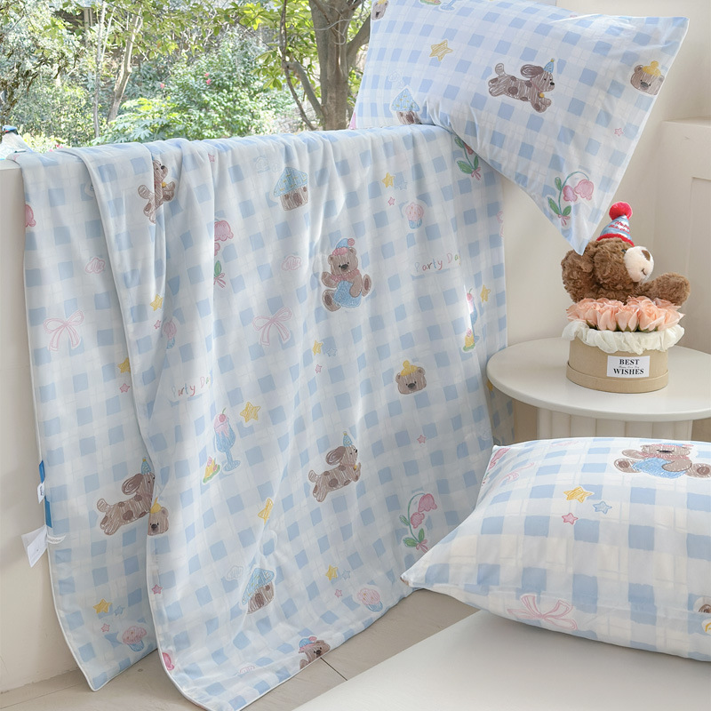 Sensación fresca de verano, seda helada, edredón fresco de verano, edredón de aire acondicionado, edredón delgado doble, dormitorio de estudiantes, edredón de verano, lavable a máquina
