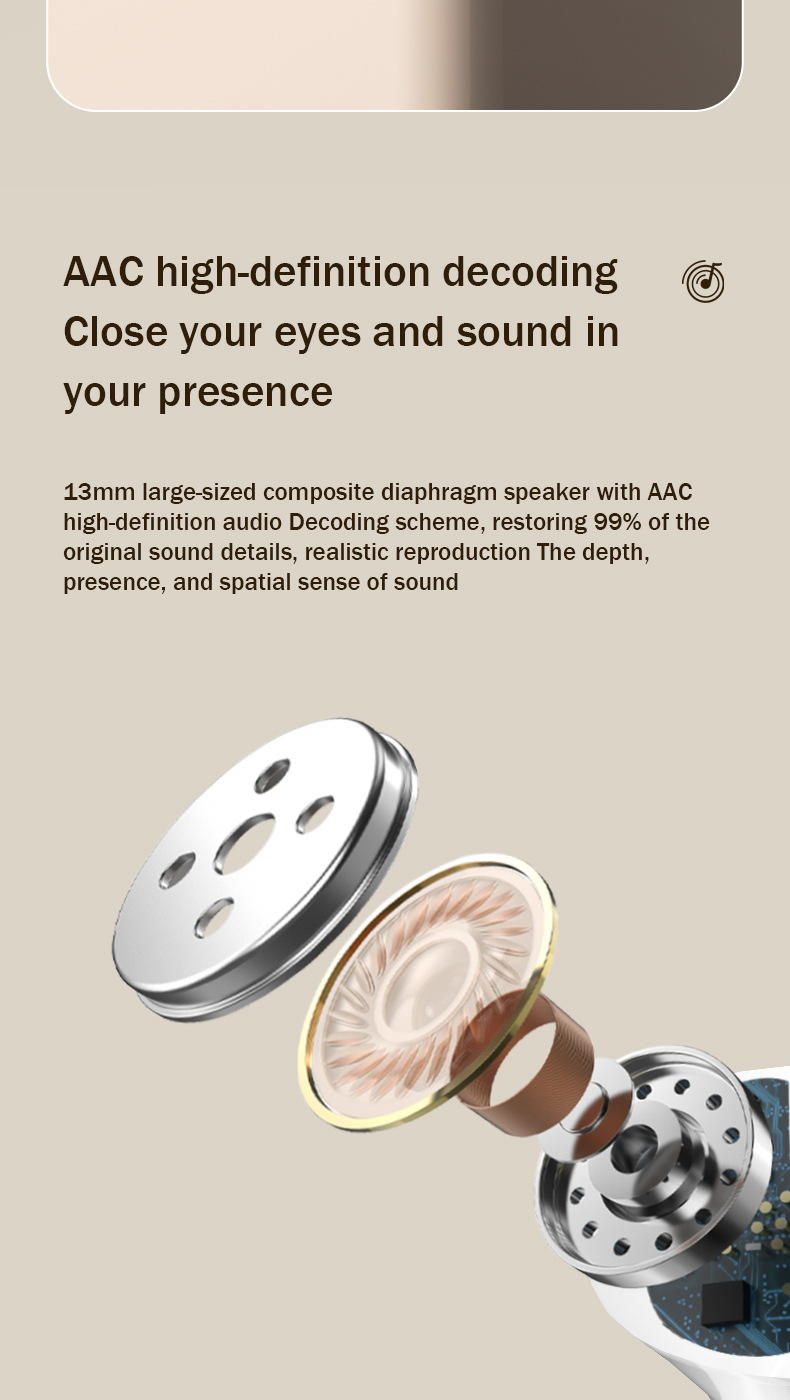 Auriculares Bluetooth Inalámbricos Con Media Oreja De Alta Calidad De Sonido Simple display picture 4
