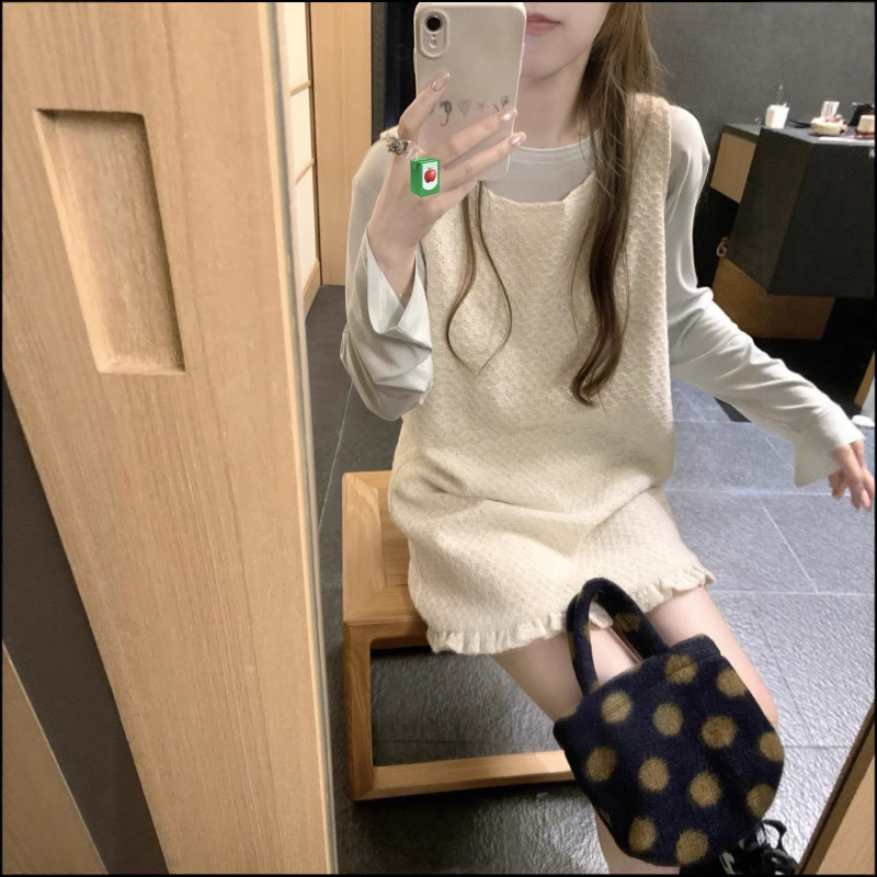 两色可选！莱赛尔天丝圆领百搭长袖t恤女宽松甜美学生上衣|undefined