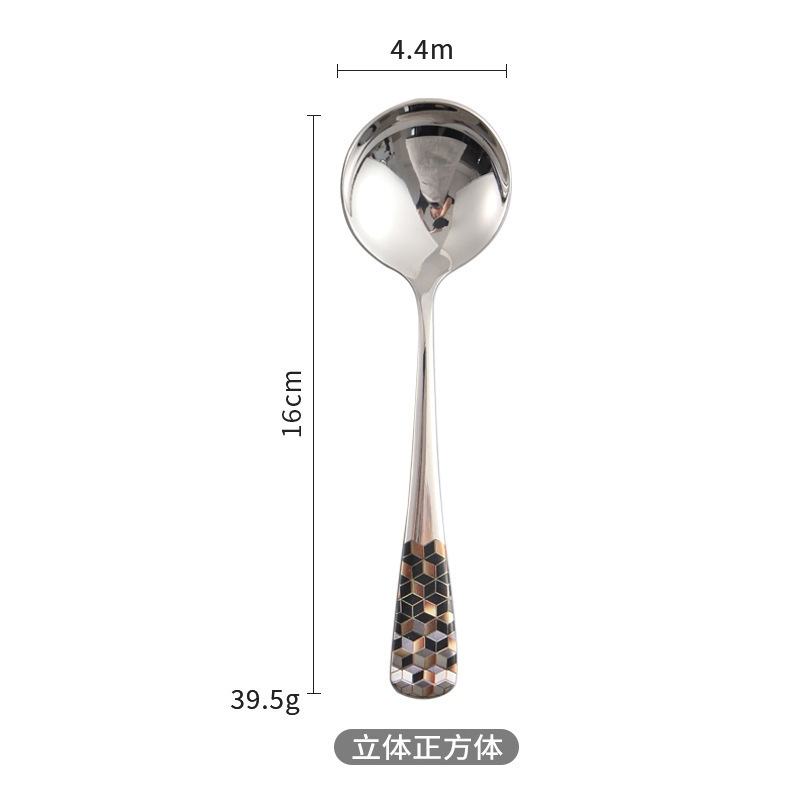 내추럴 컬러의 입체 사각 원형 스푼*OPP백