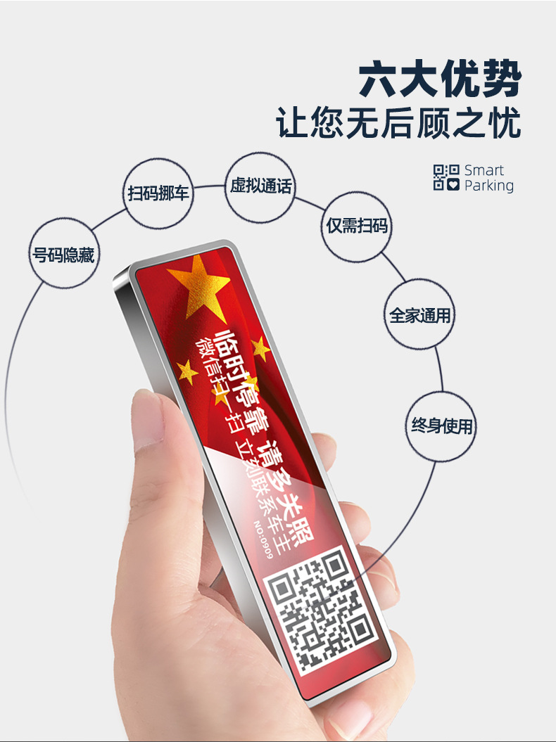 Car Qr Code Number Plate Metal Sun-Proof Temporary Parking Sign Cartoon Parking Sign for Truck with Qr Code for Moving the License Plate