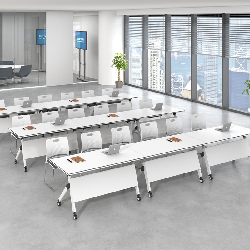 折叠培训桌会议桌办公桌可移动带轮双人长条桌教育机构课桌椅组合