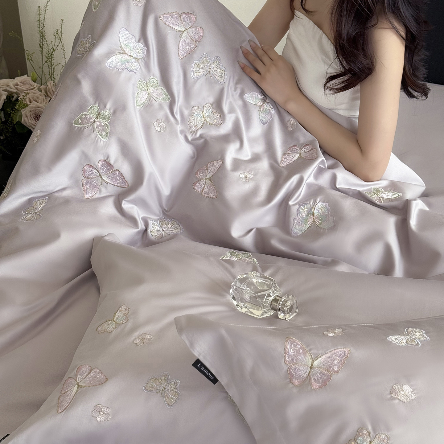 Autumn and Winter 100% Cotton Brushed Four-Piece Set Xinjiang Long-Staple Cotton Pure Cotton Duvet Cover Ins Girly Pink Purple Bedding Wholesale