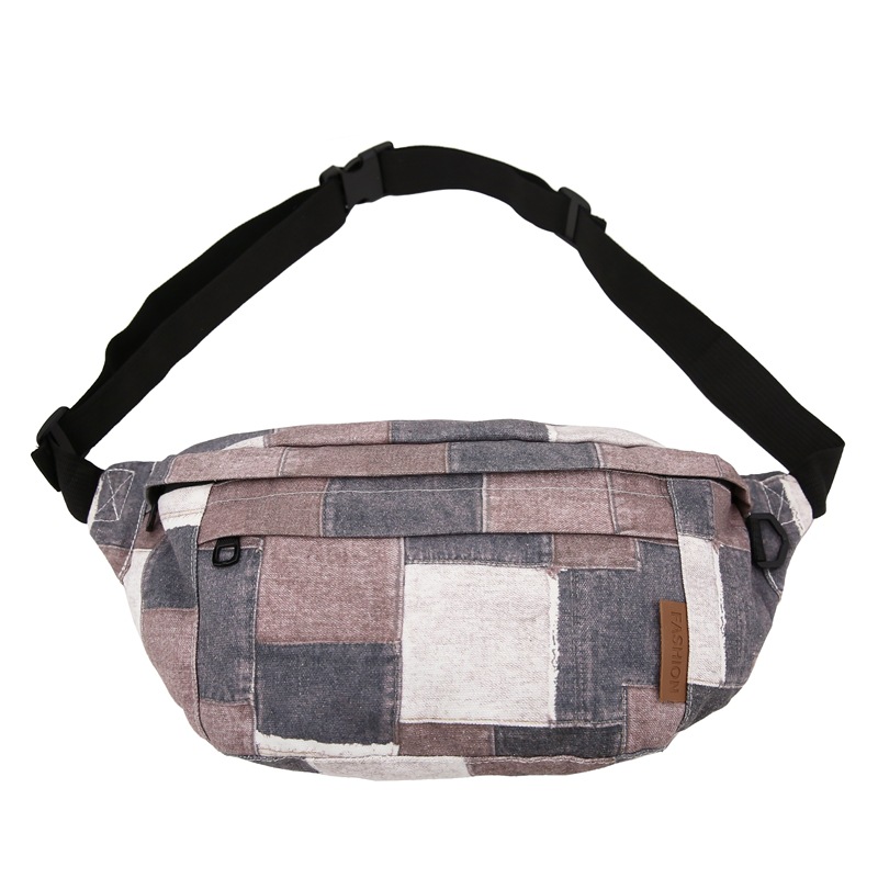 2024 nueva mochila de mensajero de color de contraste de mezclilla casual de estilo coreano de tendencia salvaje bolso de pecho de moda de viaje ligero al aire libre