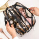 PVC Waterproof Toiletry Bag Cosmetic Bag Large Size Transparent Double Layer Portable Travel Storage Bag Handbag