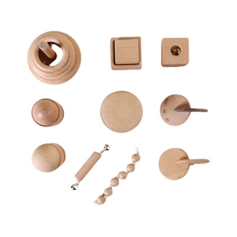 Material didáctico Montessori, kit sensorial de madera de haya para la coordinación ojo-mano, juguete educativo con cuentas, anillos, huevera
