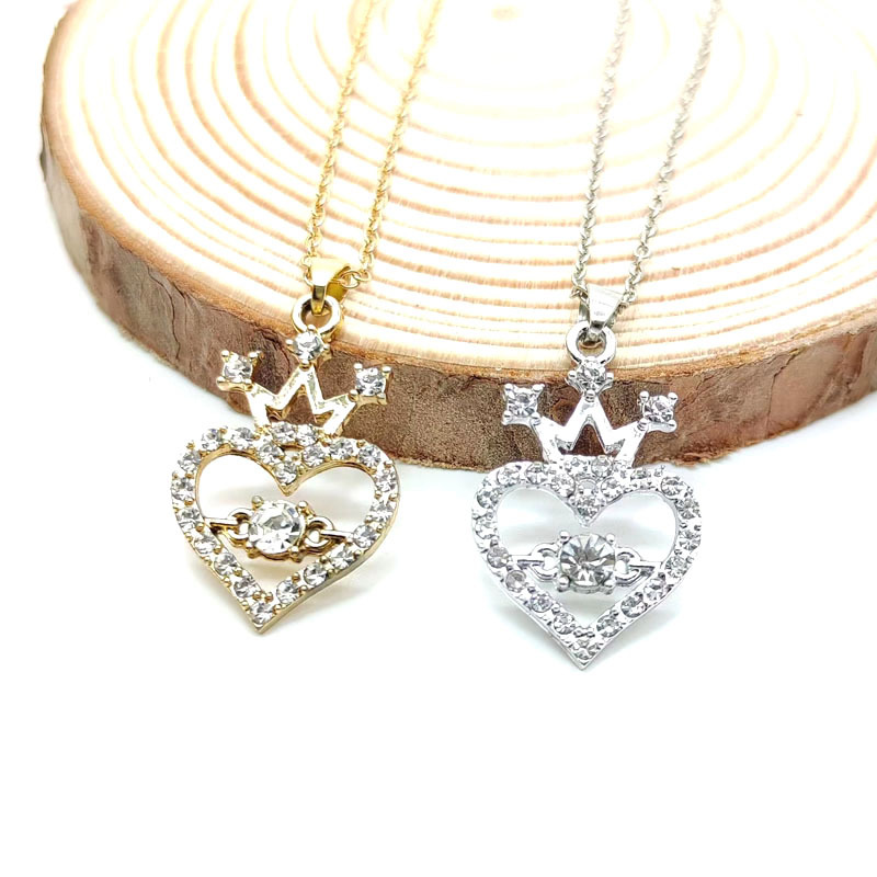1 Piece 1 Pair Fashion Heart Shape Alloy Plating Inlay Artificial Rhinestones Women's Earrings Necklace display picture 2