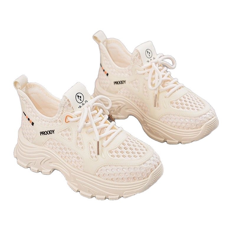 Zapatos de red deportiva de mujer respirables 2026 nuevo verano delgado versátil zapatos casuales con suela gruesa