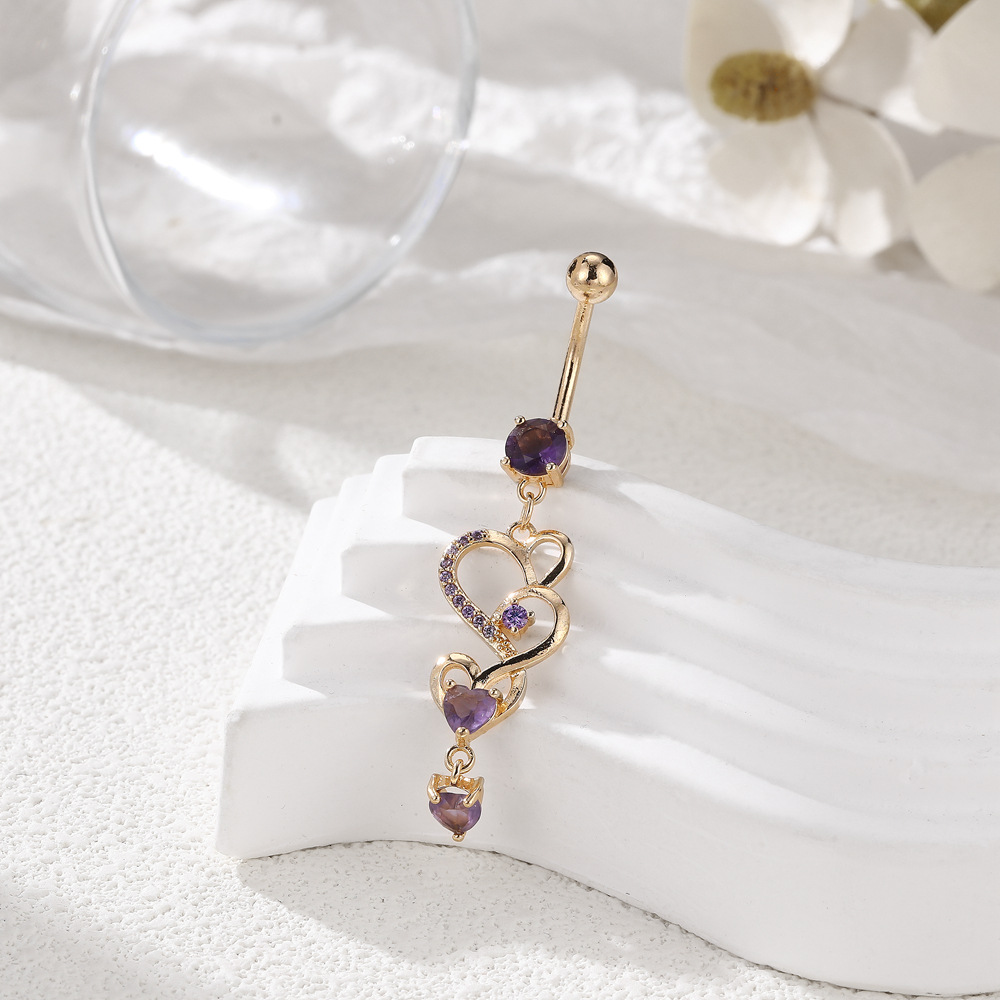Piercing nombril cœur fleur avec strass bijou de corps luxe_voghion.com