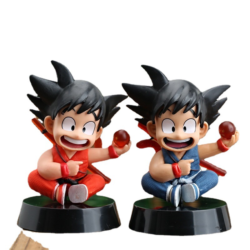 Caja ciega huevo torcido Dragon Ball con Dragon Ball postura sentada Sun Wukong tendón douyun muñeca hecha a mano PVC decoración de la torta del coche