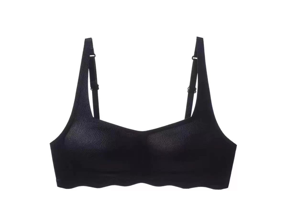 METWO ropa interior de látex de hielo Francés retro cuello cuadrado inalámbrico sin costuras reunidas pecho grande y pequeño sujetador ajustable