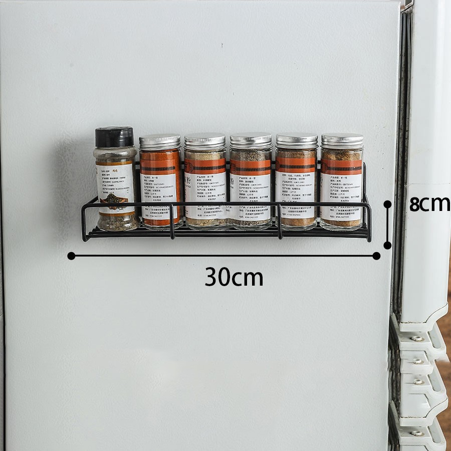 Estante magnético de almacenamiento para refrigerador de cocina, estante para especias montado lateralmente, estante colgante multicapa sin taladrar