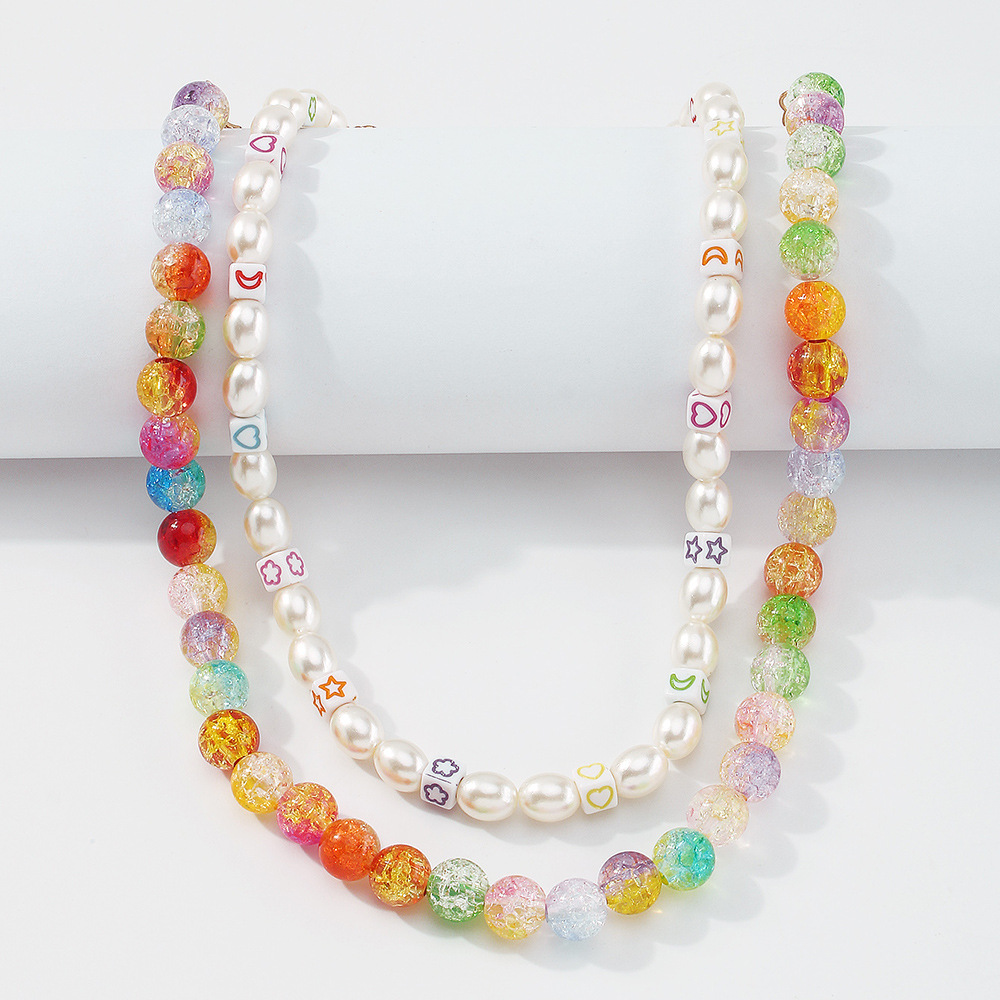 Retro Imitation Pearl Color Resin Beads Multi-layer Necklace Wholesale Nihaojewelry display picture 6