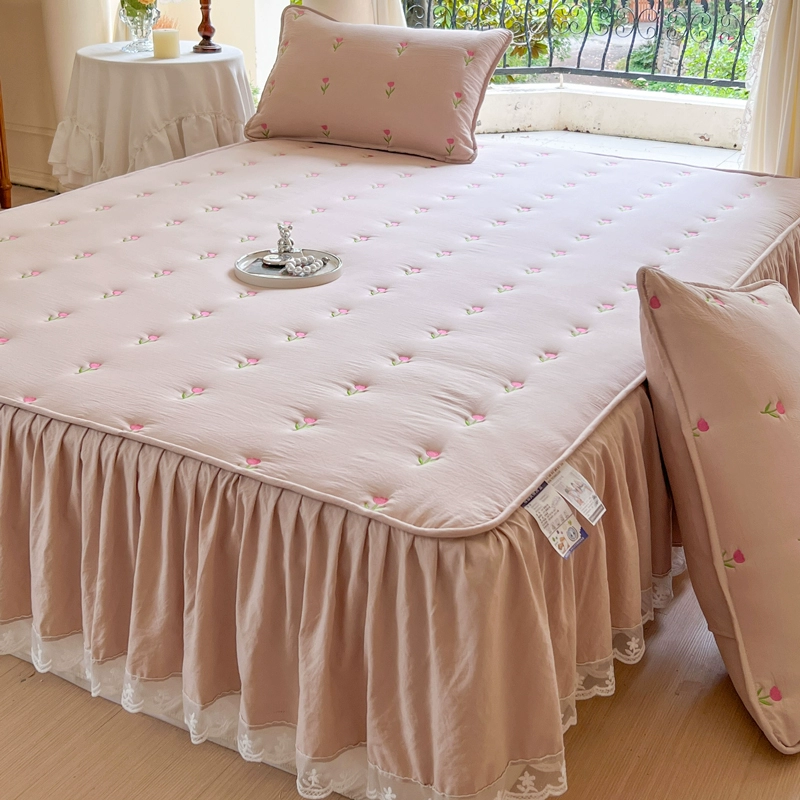 2024, новая промытая хлопковая стеганая кружевная простыня, юбка-кровать, утолщенное покрывало «два в одном», защита для матраса Simmons