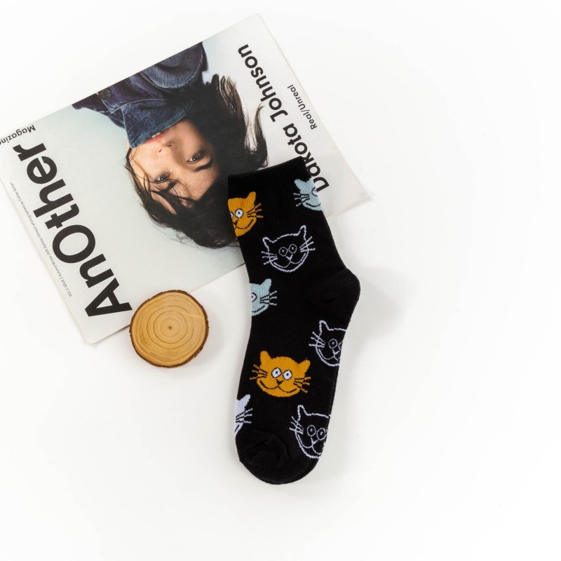 Black and Yellow Cat Socks