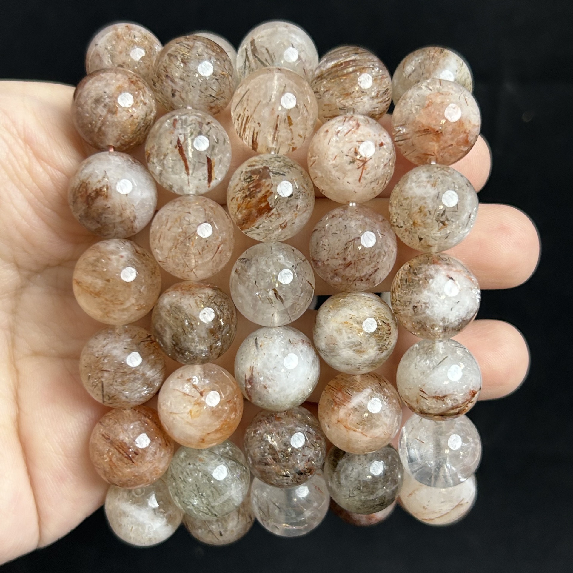 Natural Black Gold Super Seven Round Bead Bracelet Good Luck Unisex Bracelet Single Circle Couple Jewelry Birthday Gift in Stock