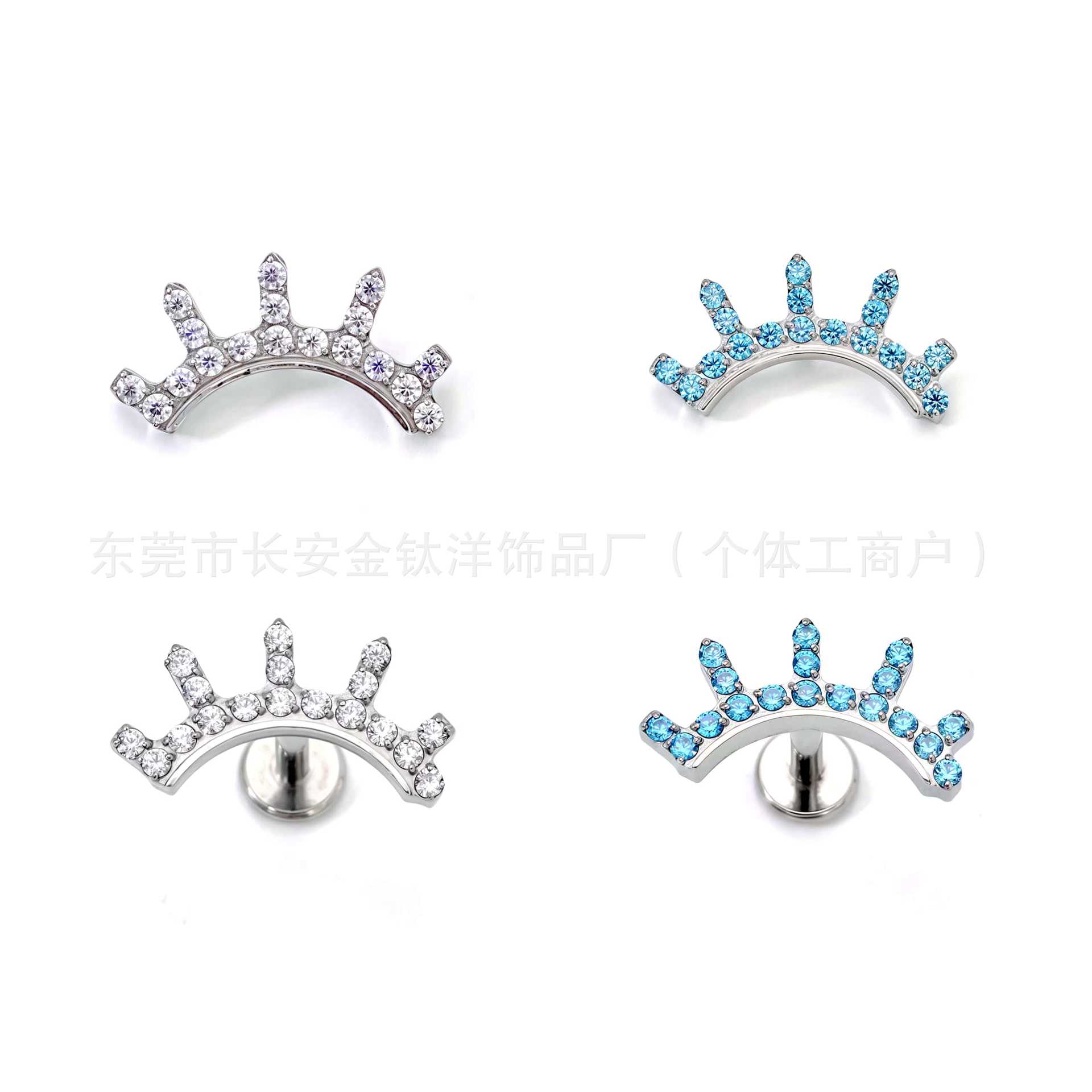 F136 Titanium New Geometric Zircon Earrings Cochlear Nail Ear Bone Nail G23 Titanium Alloy Body Piercing Jewelry detail image 8