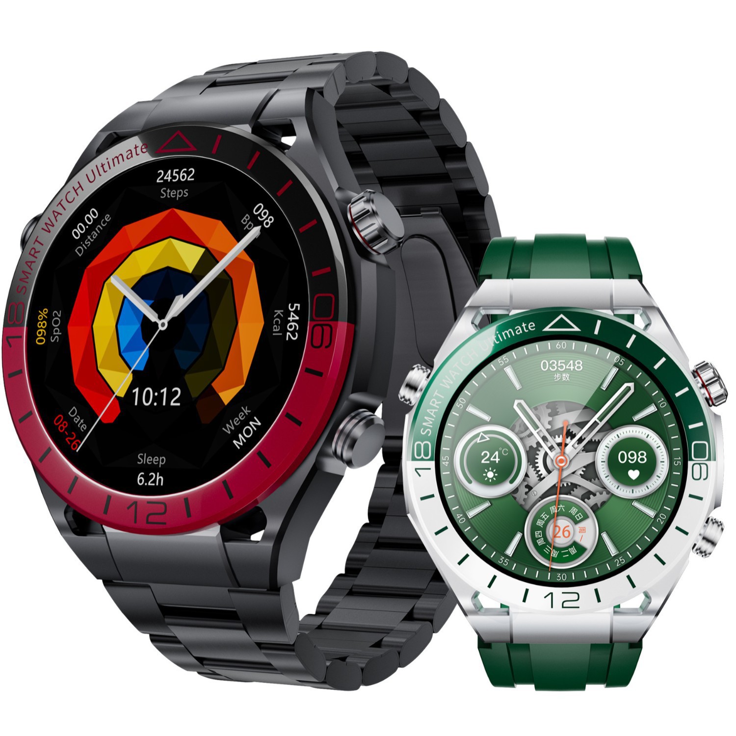 Sk41 Smart Watch 1.52 Inch Bluetooth Call Extraordinary Master Men's Business App Push Notification Green Water Ghost Model