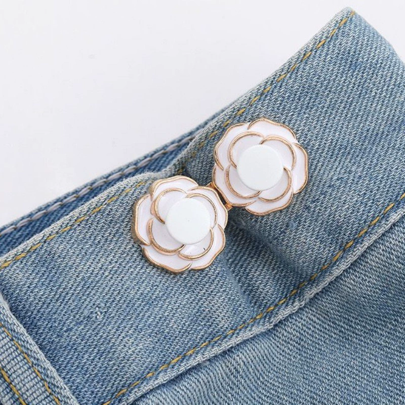 Nail-Free Removable Waist Buckle Pair, Flat-Bottom Seamless Buttons for Pants & Skirts, Assorted Designs