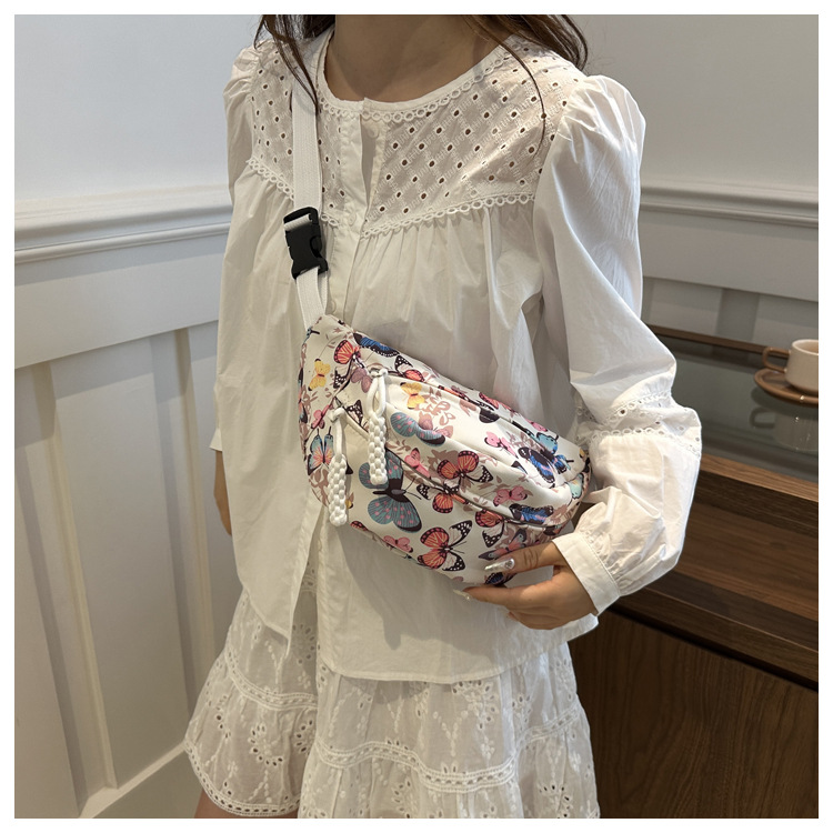 Women's Medium Oxford Cloth Butterfly Leopard Streetwear Dumpling Shape Zipper Shoulder bag monogram Saddle bag monogram display picture 16