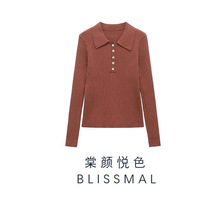 ZARO 自制  欧美风  Polo领套头衫2025春长袖针织上衣