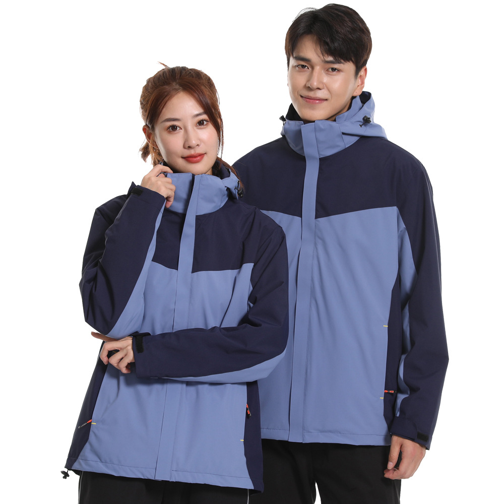 fleece-lined three-in-one charge coat logo express take-away long sleeve group coat work clothing winter two-piece suit