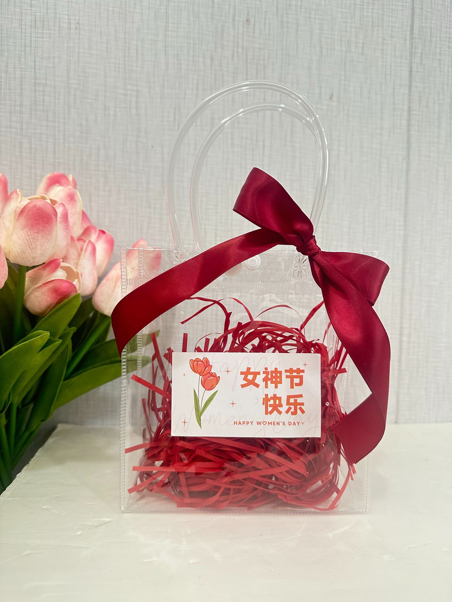 Venta al por mayor regalo de cumpleaños de Kindergarten graduación niños regalo de mano niños merienda bolsa de regalo bolso de PVC transparente