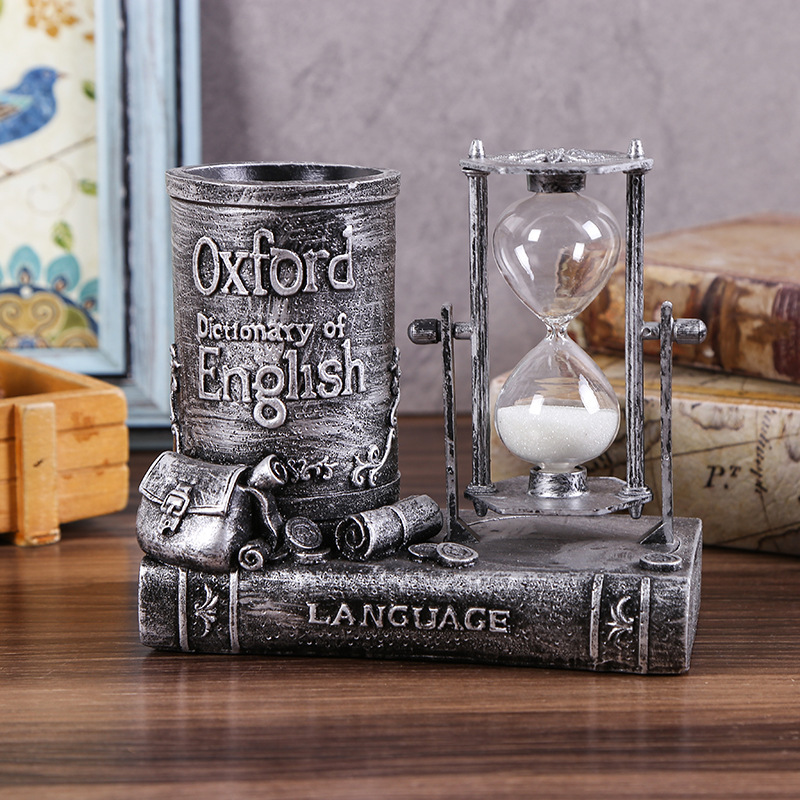 Iron Art Retro Original Iron Tower Ornaments Crystal Ball Hourglass Resin Crafts Souvenir Gifts Wholesale Desktop Ornaments