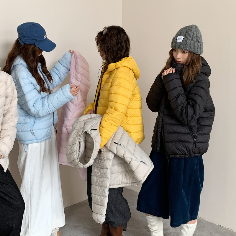 2025秋冬季新款轻薄棉服女士连帽棉衣外套户外休闲连帽软壳棉袄女|undefined