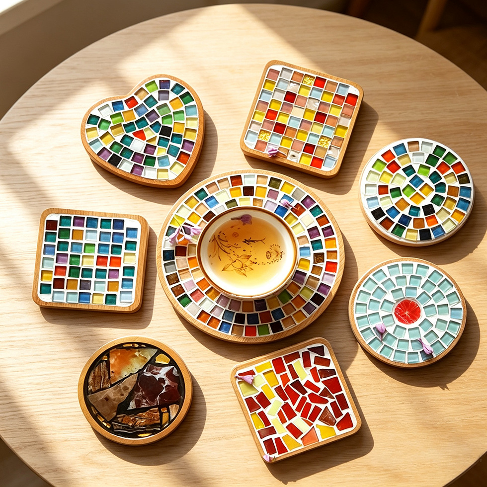 Base de Posavasos para Mosaico de Bambú Artesanal para Hogar